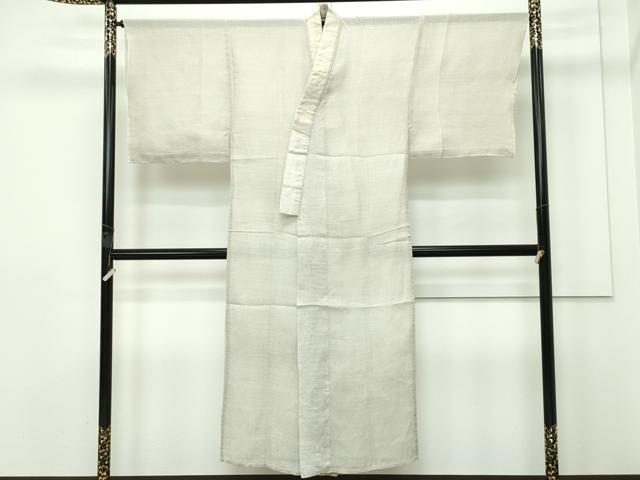 平和屋着物■極上　男性　夏物　長襦袢　無双仕立て　絽　白橡色　麻　逸品　未使用　CZAA2985s5