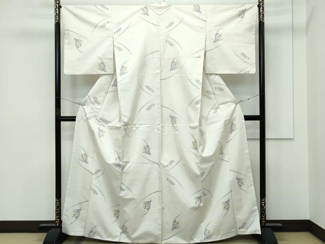 平和屋本店■極上　本場大島紬　白大島　9マルキ　草花文　逸品　CZAA2988s5