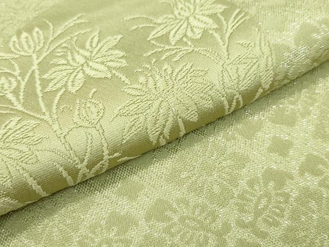 平和屋着物□極上 無地絵羽訪問着 唐織 黄海松茶色 流水草花