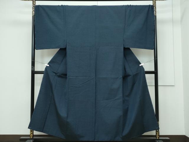 平和屋着物□極上 男性 紬 アンサンブル キングサイズ 濃紺 逸品 未  