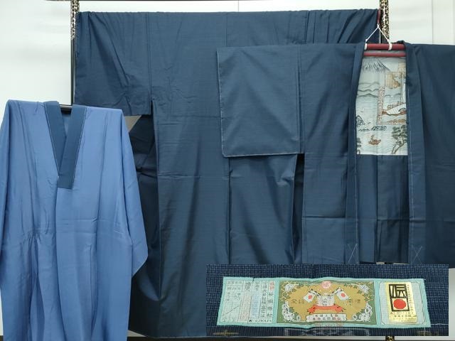 未着用 久野織物 小紋 大島紬 証紙付き アンサンブル 有栖川文