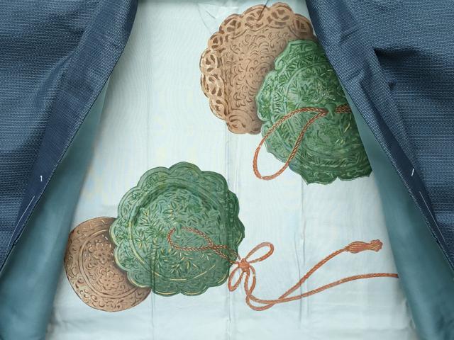 平和屋着物□極上 男性 本場大島紬 アンサンブル 亀甲柄 逸品 未使用