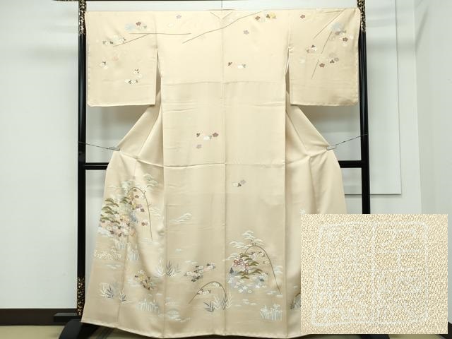 平和屋本店■極上　創業460年・千總　訪問着　刺繍　籬草花文　金彩　浅黄色地　近鉄扱い　逸品　CZAA3030s5