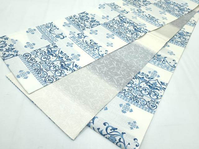 平和屋着物■極上　スリーシーズン　春夏秋　両面　全通柄袋帯　三重織　花唐草文　逸品　未使用　CZAA3051s5