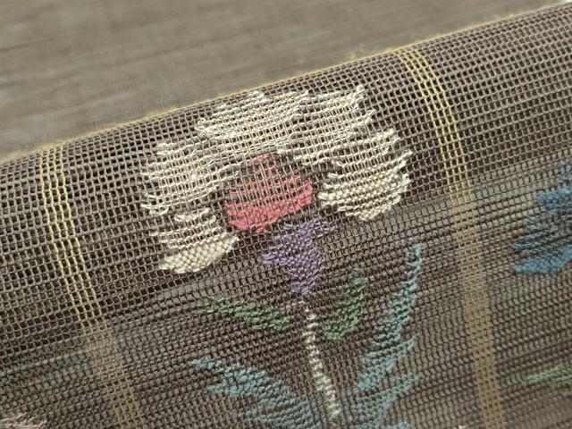 平和屋着物□極上 夏物 1854年創業 帯屋捨松 八寸名古屋帯 格子