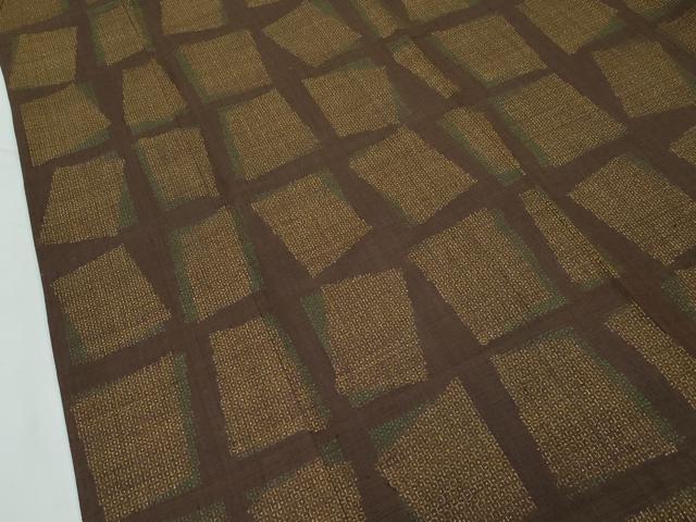 平和屋本店□極上 本場結城紬 重要無形文化財 80亀甲 色紙重ね文様