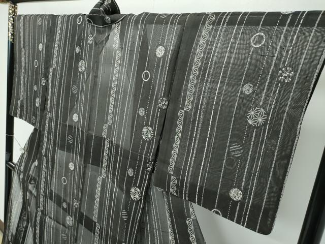 平和屋着物□極上 夏物 絹芭蕉 吉祥丸文 藍海松茶色地 逸品 未