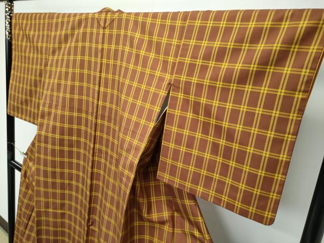 黄八丈 市松綾織 変わり格子