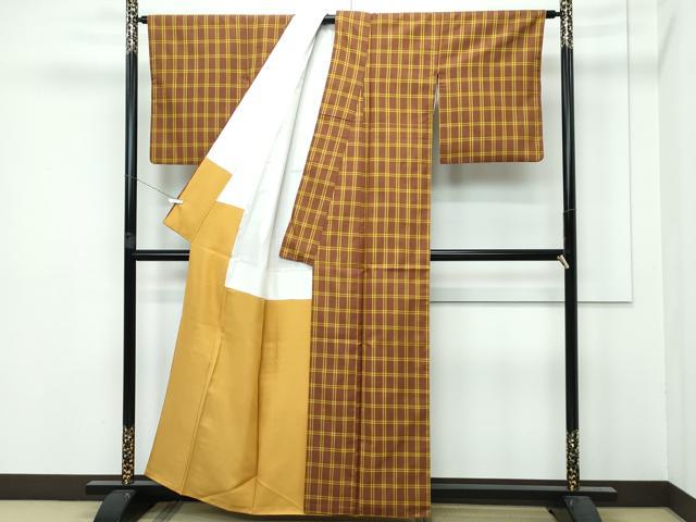 黄八丈　市松綾織　変わり格子 黄八丈 市松綾織 変わり格子