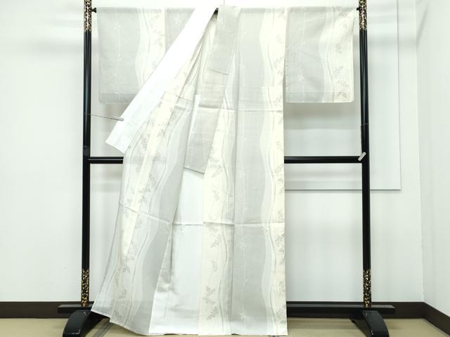 平和屋着物■極上　夏物　本場真綿絢結城紬　夏結城　100亀甲　葡萄草木文　砥粉色地　証紙付き　逸品　未使用　CZAA3149s5_2