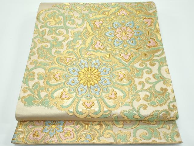 平和屋着物■極上　西陣　河合美術織物謹製　六通柄袋帯　唐織　正倉院花唐草文　金糸　逸品　CZAA3171s5