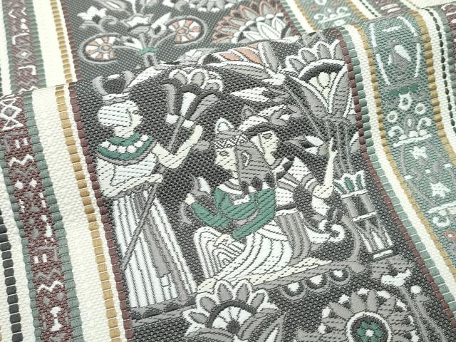 平和屋着物□極上 本場筑前博多織 八寸名古屋帯 壁画文様 逸品 CZAA3195s5