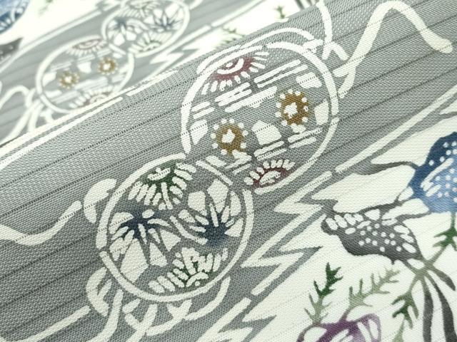 平和屋着物■極上　夏物　全通柄　九寸名古屋帯　江戸紅型　カゴメ絽　貝合わせ吉祥文　反端付き　逸品　未使用　CZAA3196s5 平和屋着物□極上 夏物 全通柄 九寸名古屋帯 江戸紅型 カゴメ