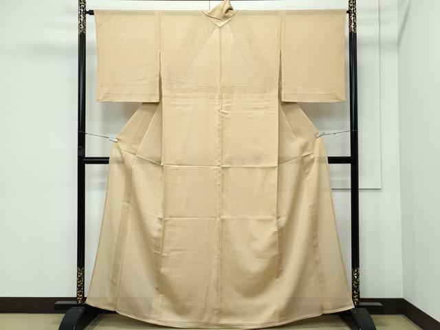 平和屋着物■極上　夏物　色無地　榛色　絽縮緬　伊と幸　反端付き　逸品　CZAA3201s5_1