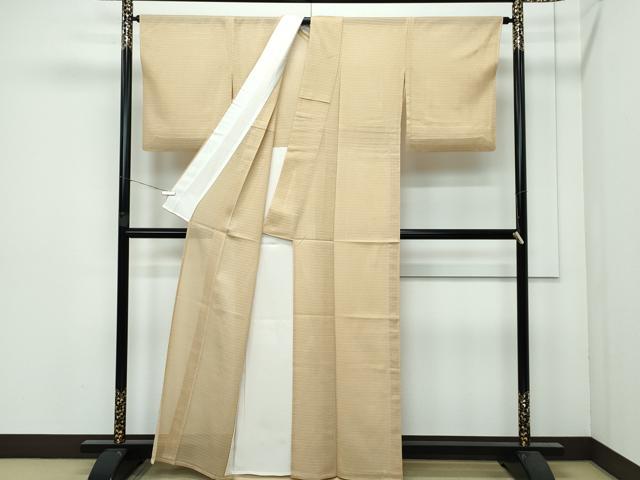 平和屋着物■極上　夏物　色無地　榛色　絽縮緬　伊と幸　反端付き　逸品　CZAA3201s5_2