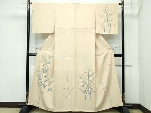 平和屋着物■極上　本加賀友禅作家　中正勲　訪問着　草花文　榛色地　逸品　未使用　CZAA3216s5