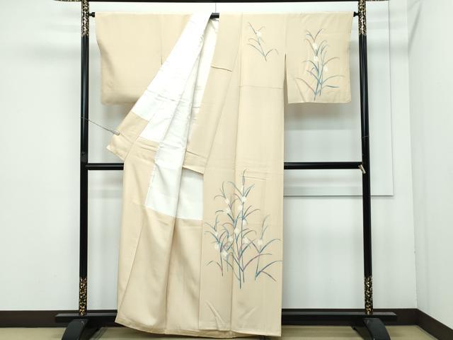 平和屋着物■極上　本加賀友禅作家　中正勲　訪問着　草花文　榛色地　逸品　未使用　CZAA3216s5 平和屋着物□極上 本加賀友禅作家 中正勲 訪問着 草花文 榛色地 逸品