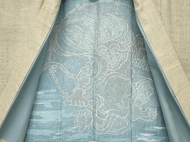平和屋本店■極上　男性　結城紬　アンサンブル　100亀甲　総詰め　榛色地　逸品　CZAA3232s5_8