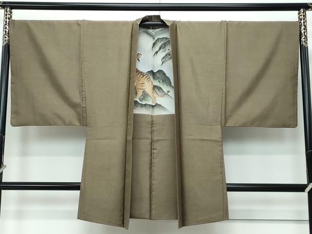 平和屋着物■極上　男性　本場大島紬　アンサンブル　一元絣　国防色地　逸品　CZAA3239s5 平和屋着物□極上 男性 本場大島紬 アンサンブル 一元絣 国防色地 逸品