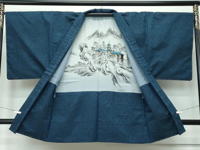 平和屋着物□極上 男性 紬・髭紬羽織セット 色無地 百入茶色 