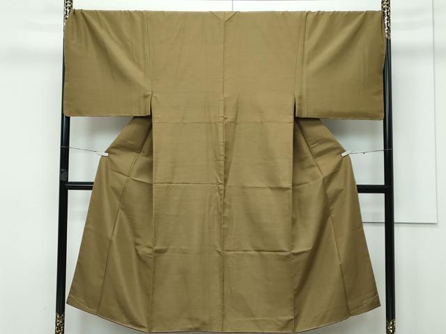 平和屋着物■極上　男性　紬　キングサイズ　色無地　国防色　逸品　未使用　CZAA3242s5