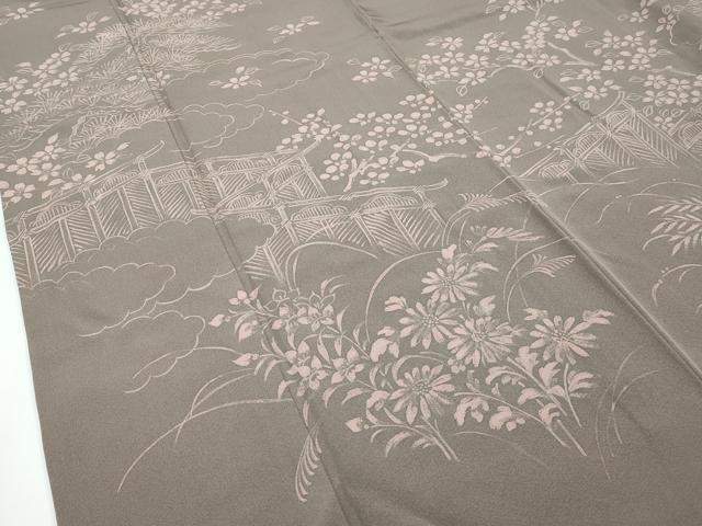 平和屋本店□超希少 友禅染色家 品川恭子 訪問着 草花風景文