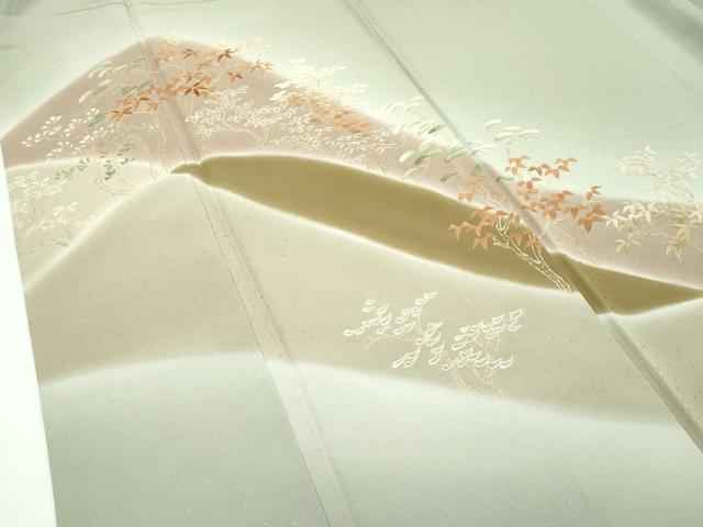 平和屋本店□極上 夏物 訪問着 変わり絽 駒刺繍 鳥獣戯画 銀彩