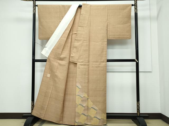 平和屋本店□極上 訪問着 お召地 片身替わり 市松 逸品 未使用