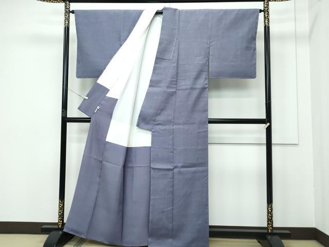 平和屋本店●極上　青山みとも　本場結城紬　重要無形文化財　色無地　葡萄鼠色　たとう紙付き　逸品　未使用　CZAA3274s5_2