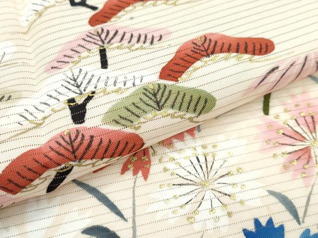 平和屋本店□希少 夏物 アンティーク 大正ロマン 振袖 絽 渡り橋風景花文