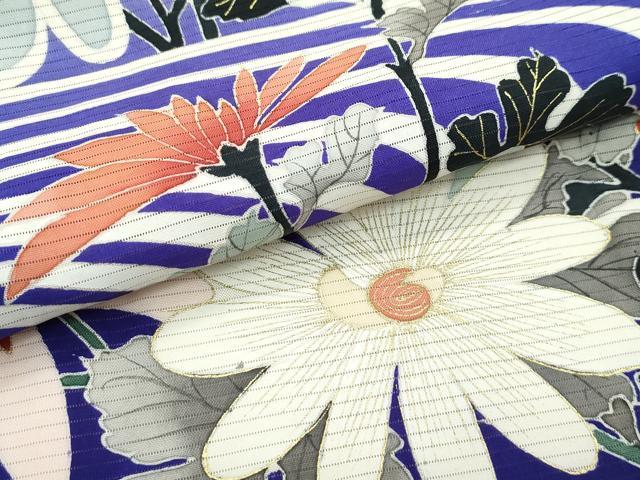 平和屋本店□極上 夏物 アンティーク 大正ロマン 振袖 流水菊文 暈し染め