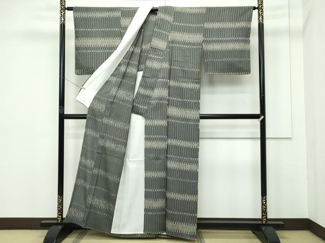 平和屋着物▽極上　紬　単衣　間道　藍媚茶色地　逸品　CZAA3328s5_2