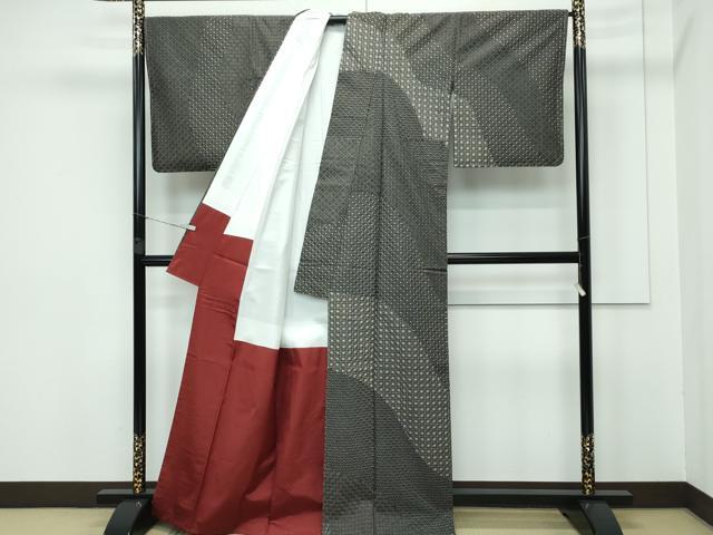 平和屋本店□極上 訪問着 刺し子 吉祥文 黒地 逸品 未使用 CZAA3355s5