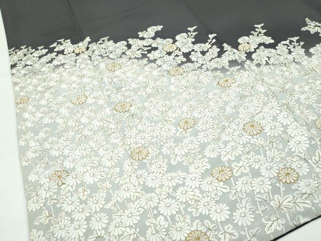 平和屋本店■極上　訪問着　総刺繍　中国三大刺繍　相良刺繍　菊　暈し染め　金糸　消炭色地　逸品　CZAA3361s5_3