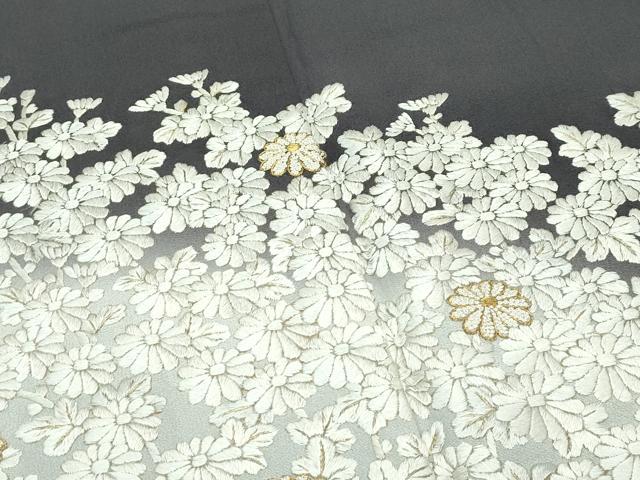 平和屋本店■極上　訪問着　総刺繍　中国三大刺繍　相良刺繍　菊　暈し染め　金糸　消炭色地　逸品　CZAA3361s5_2