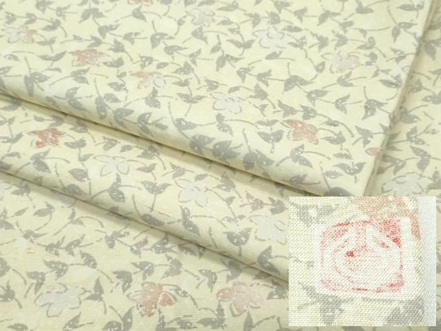 平和屋着物■極上　石川県指定無形文化財　牛首紬　白山工房　手織り　草花文　逸品　CZAA3365s5