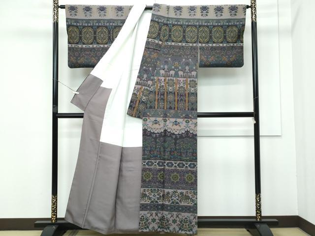 平和屋本店■極上　前田仁仙　仁仙更紗　訪問着　更紗動物正倉院花文　逸品　CZAA3381s5