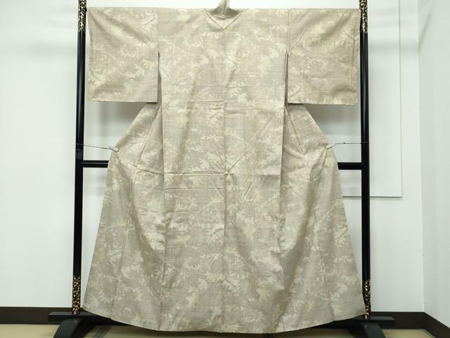 平和屋着物■極上　本場結城紬　重要無形文化財　100亀甲　枝葉文　利休茶色地　逸品　未使用　CZAA3384s5