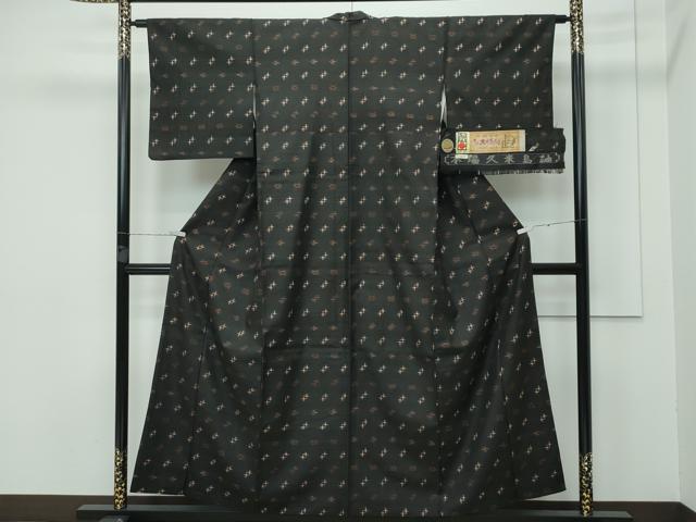 平和屋本店□極上 国指定重要無形文化財 本場久米島紬 手織 証紙付き