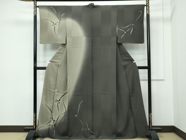 平和屋本店■極上　京都の名門ブランド　銀花仙　訪問着　草花文　暈し染め　藍媚茶色地　逸品　CZAA3439s5