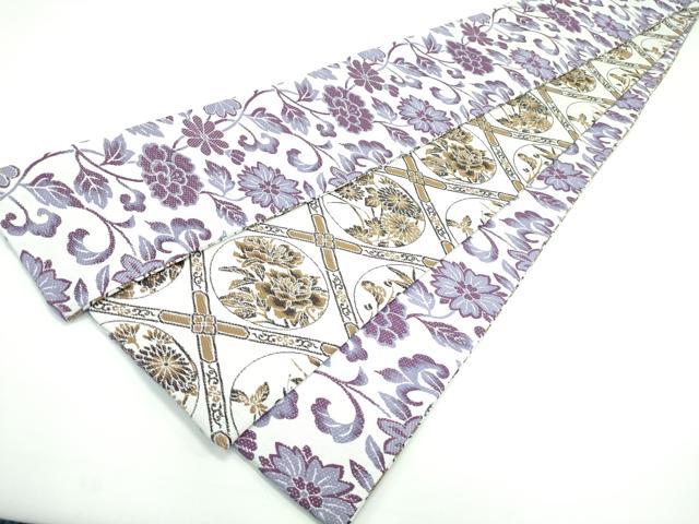 平和屋着物■極上　両面　半幅帯　花唐草文　花丸文　逸品　未使用　CZAA3478s5