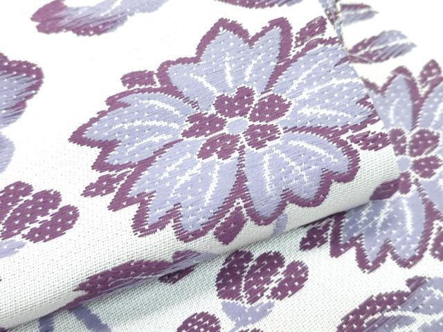 平和屋着物○極上 両面 半幅帯 花唐草文 花丸文 逸品 未使用