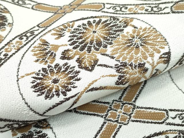 平和屋着物■極上　両面　半幅帯　花唐草文　花丸文　逸品　未使用　CZAA3478s5 平和屋着物○極上 両面 半幅帯 花唐草文 花丸文 逸品 未使用