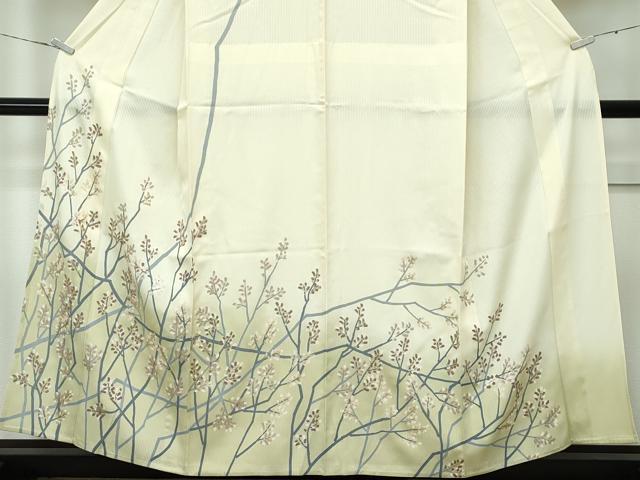 平和屋着物□極上 夏物 訪問着 縦絽 枝花文 暈し染め