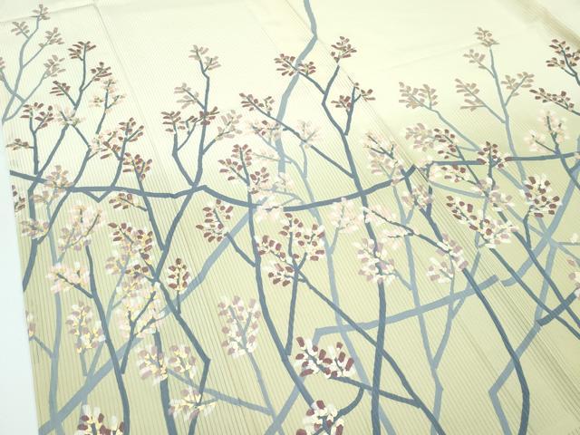 平和屋着物■極上　夏物　訪問着　縦絽　枝花文　暈し染め　金彩　サンシャインイエロー色地　逸品　未使用　CZAA3502s5 平和屋着物□極上 夏物 訪問着 縦絽 枝花文 暈し染め