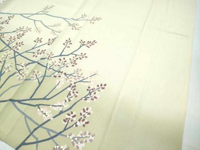 平和屋着物□極上 夏物 訪問着 縦絽 枝花文 暈し染め