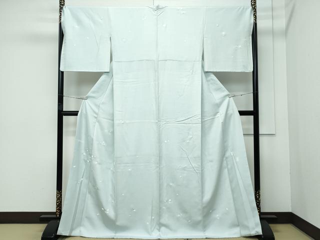 平和屋本店■極上　 訪問着　洛楽人工房　舞花弁　玉蟲染　紬地　総刺繍　柳鼠色地　ますいわ屋扱い　逸品　CZAA3506s5