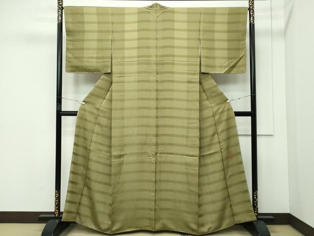 平和屋本店□極上 龍村晋謹製 お召 獅噛文長斑錦 ますいわ