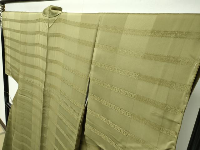 平和屋本店□極上 龍村晋謹製 お召 獅噛文長斑錦 ますいわ