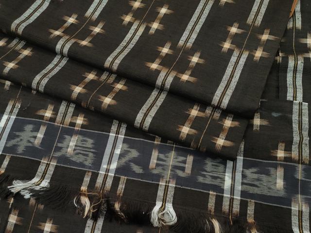 平和屋本店■極上　国指定重要無形文化財　本場久米島紬　手織　西武百貨店扱い　反端付き　逸品　CZAA3518s5